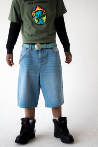 World on Fire Denim Jorts