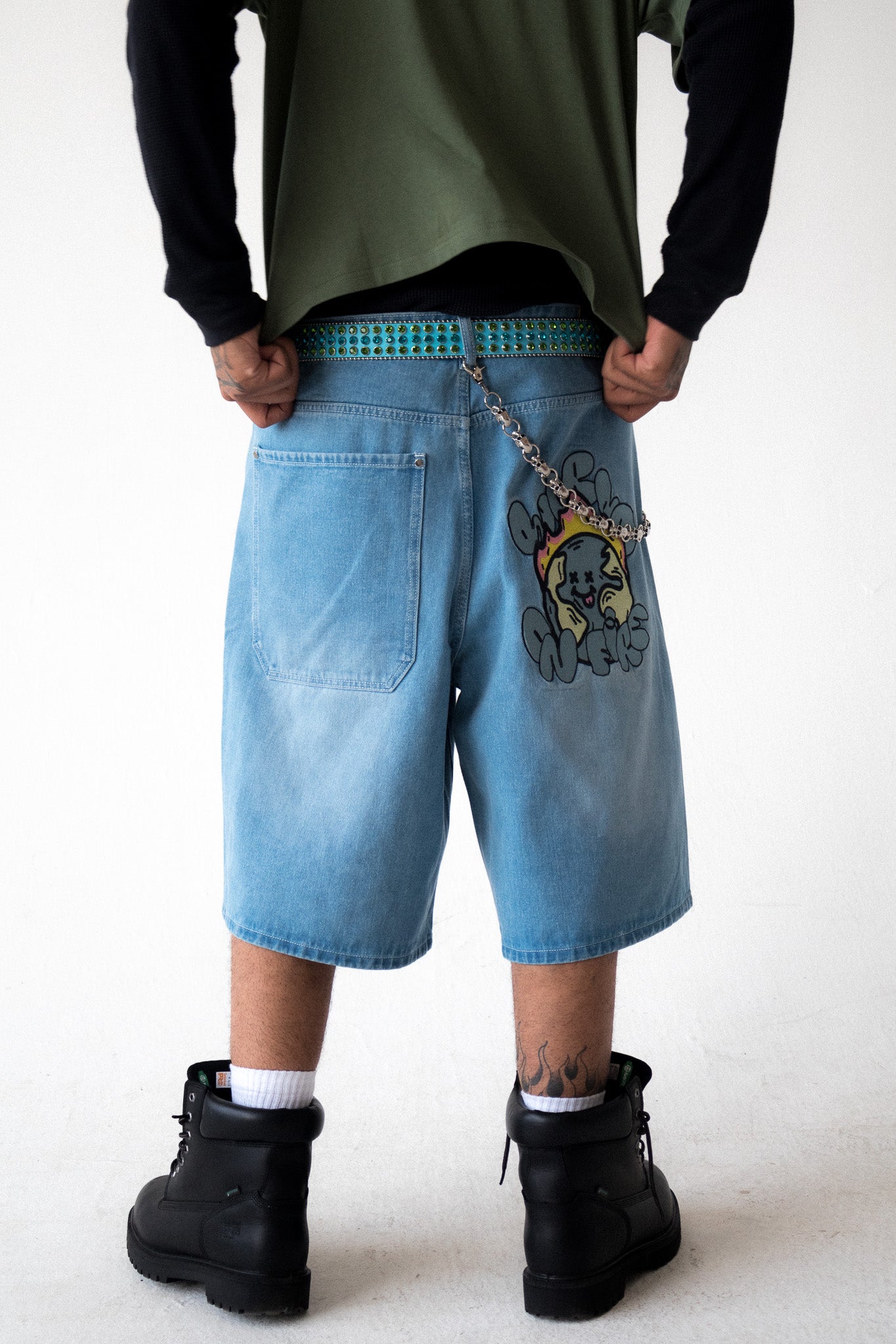 World on Fire Denim Jorts